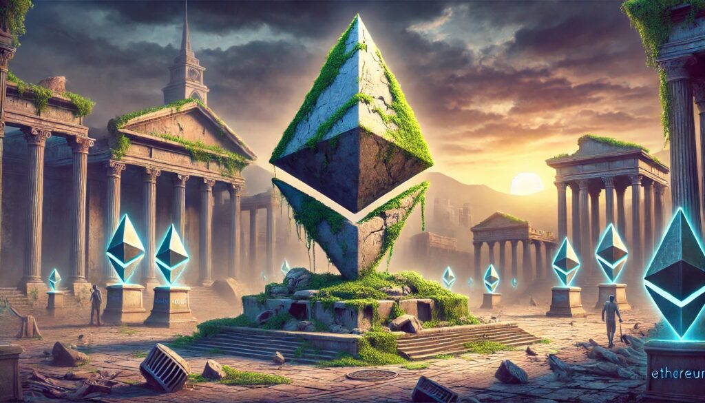 Dall·e 2024 08 27 10.25.42 A Conceptual Art Depicting The Decline Of Ethereum In A Symbolic Way. The.jpeg