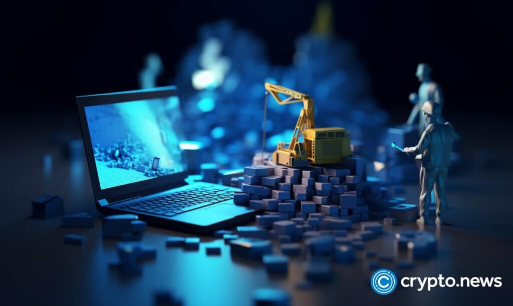 Crypto News Crypto Mining On A Laptop Blockchain And Artificial Intelligence Bright Blue And White C.jpeg