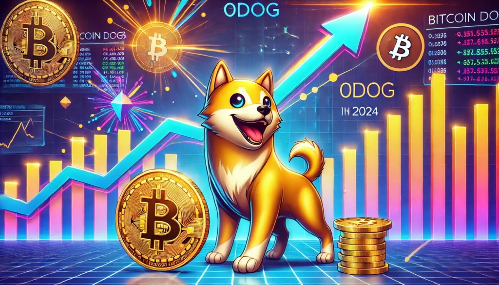 Dall·e 2024 10 05 15.36.24 A Dynamic And Modern Image Representing Bitcoin Dogs 0dog As A Rising Alt.webp