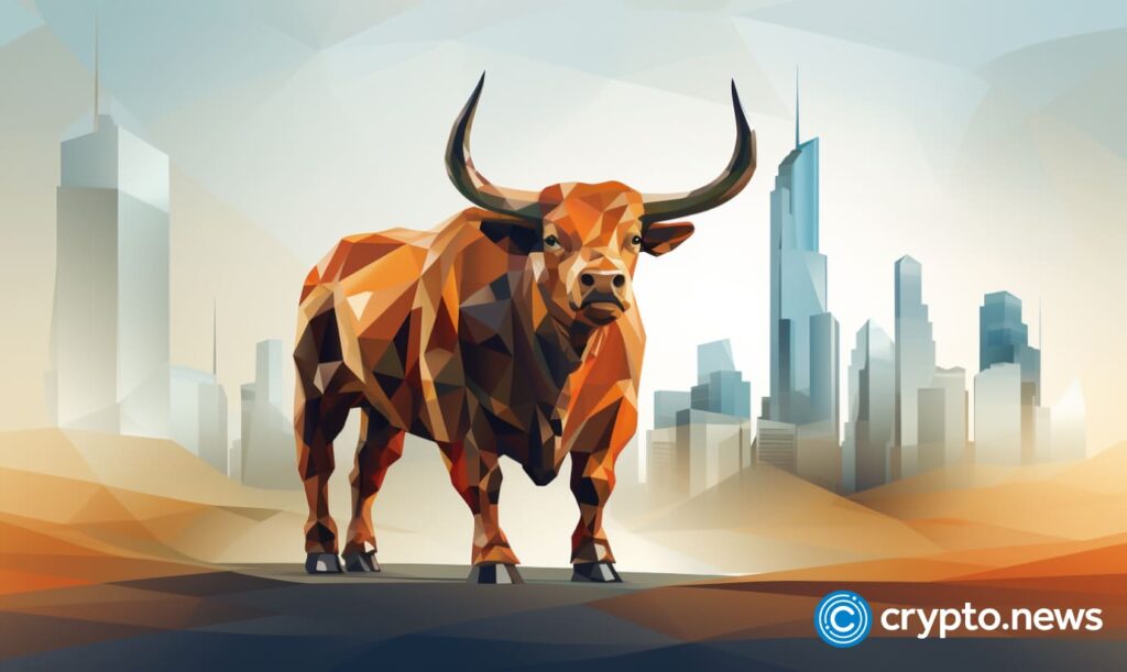 Crypto news bull front side view modern city background low poly styl v5.2.jpg