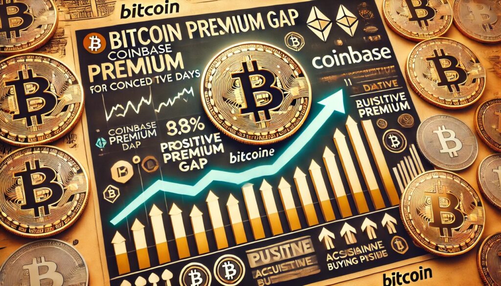 Dall·e 2025 04 26 00.00.07 a financial themed image showing bitcoins btc coinbase premium gap stayin.jpeg
