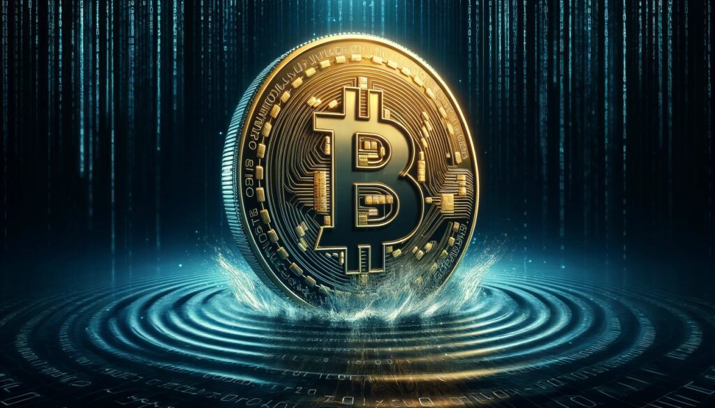 Dall·e 2024 05 15 06.50.42 a visually striking and dynamic wide format illustration of a bitcoin coi.jpeg