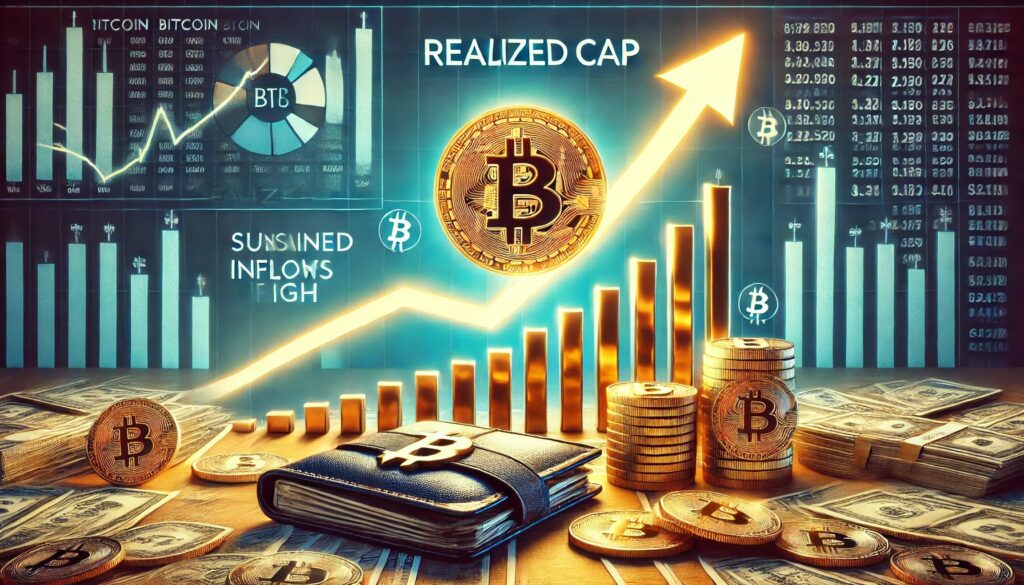 Dall·e 2025 05 08 05.22.43 a financial themed image showing bitcoin btc realized cap reaching a new.jpeg