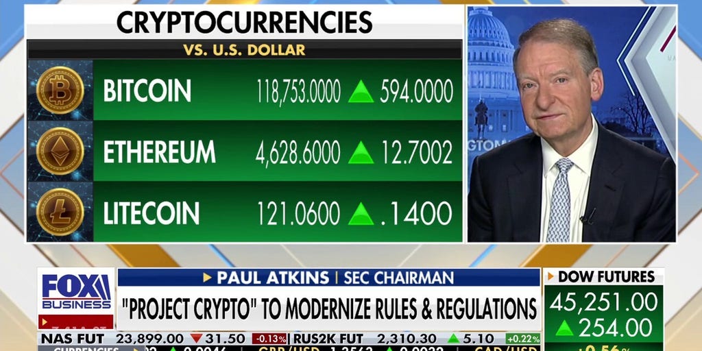 Fox BusinessNew Sec Initiative aims to modernize the president of the regulation of cryptocurrencies Paul Atkins discusses the actions of the Trump administration on the regulation of cryptocurrencies and more on “Mornings with Maria”. 1 day ago Image.jpg