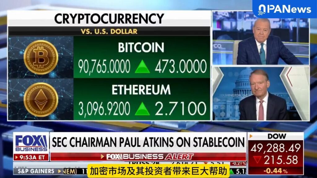 SEC Chairman Paul Atkins: US crypto regulation has entered a “rule clarification” phase.